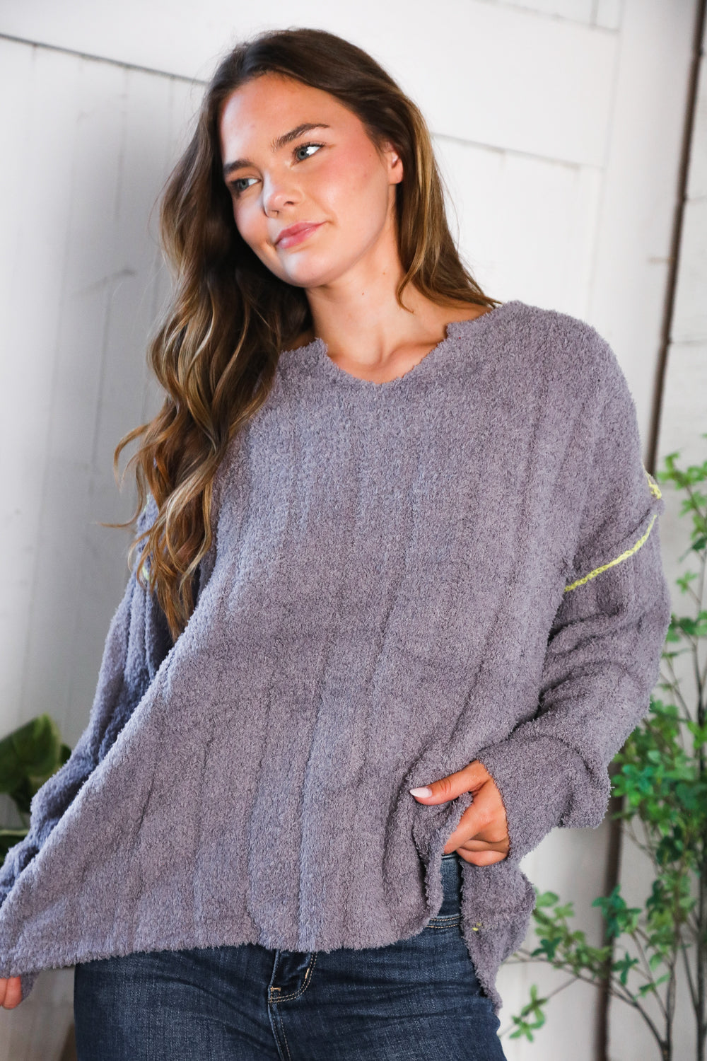 Snuggle Me Charcoal Thick Ribbed Sweater
