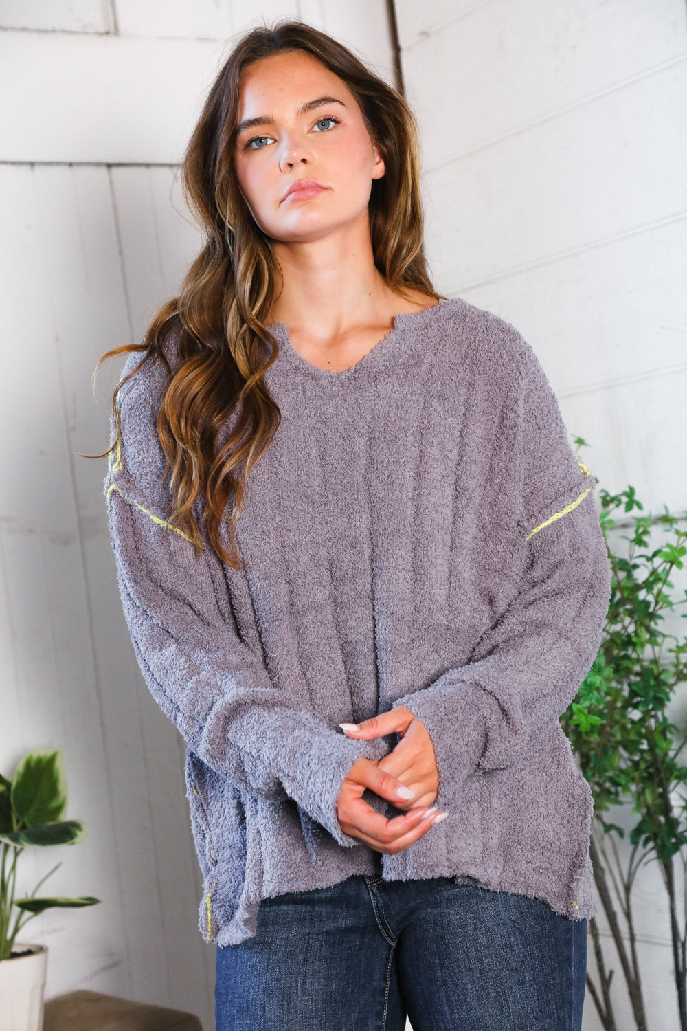 Snuggle Me Charcoal Thick Ribbed Sweater