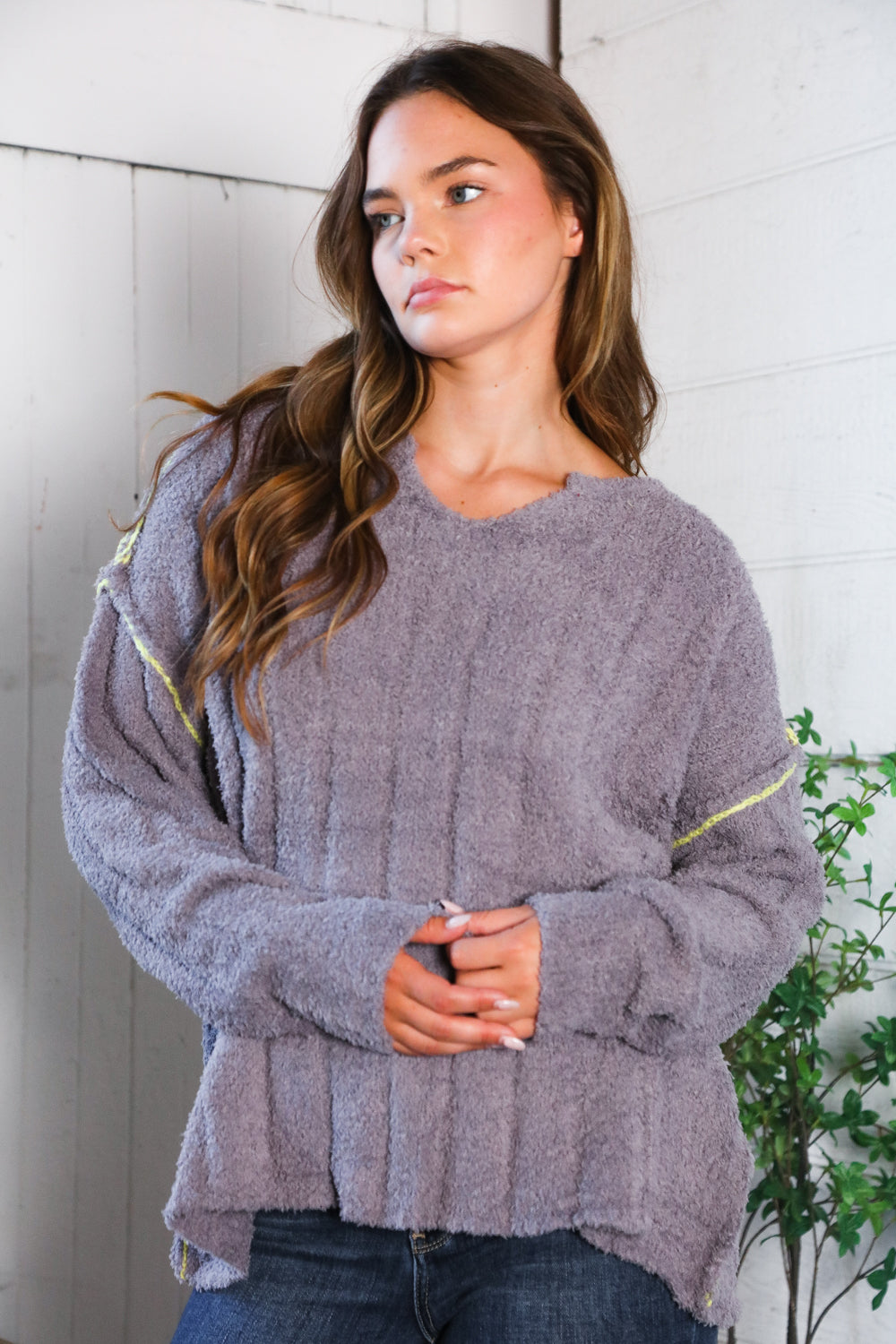 Snuggle Me Charcoal Thick Ribbed Sweater