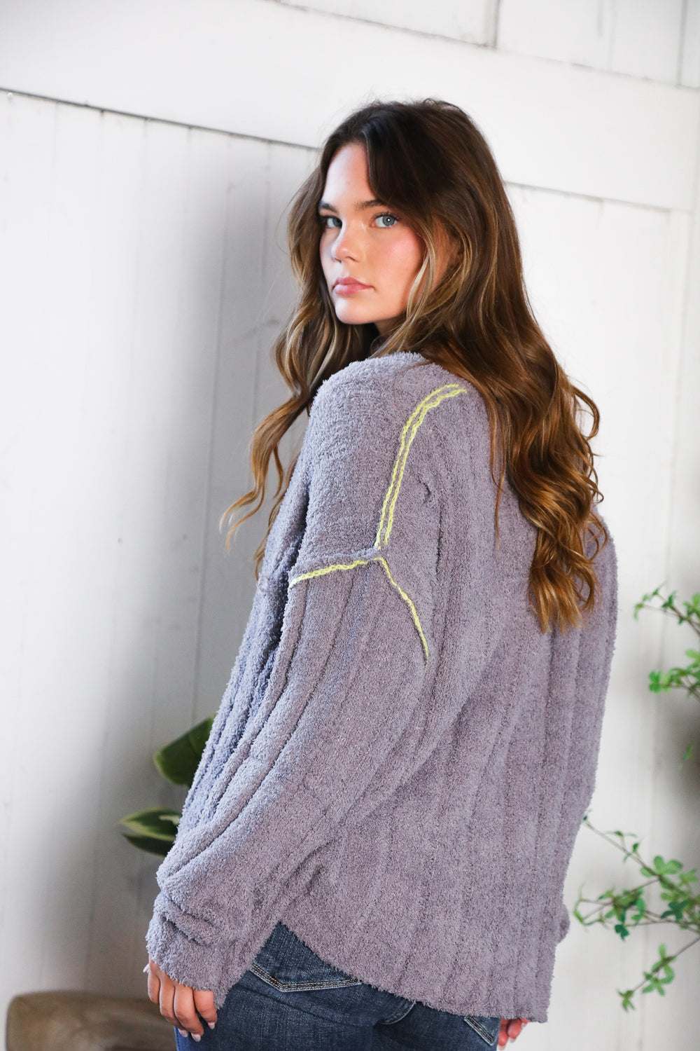 Snuggle Me Charcoal Thick Ribbed Sweater