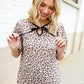 Everyday Animal Print Collar Notch Front Tie Knit Top