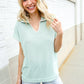 Weekend Ready Sage Collar Notch Neck Waffle Knit Top