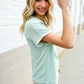 Weekend Ready Sage Collar Notch Neck Waffle Knit Top
