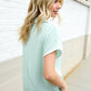 Weekend Ready Sage Collar Notch Neck Waffle Knit Top