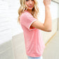 Weekend Ready Coral Collar Notch Neck Waffle Knit Top