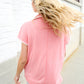Weekend Ready Coral Collar Notch Neck Waffle Knit Top