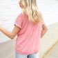 Weekend Ready Coral Collar Notch Neck Waffle Knit Top