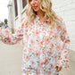 The Feminine Touch Chiffon Button-Down Floral Ruffle Sleeve Blouse