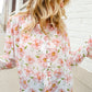 The Feminine Touch Chiffon Button-Down Floral Ruffle Sleeve Blouse