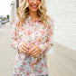 The Feminine Touch Chiffon Button-Down Floral Ruffle Sleeve Blouse
