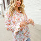 The Feminine Touch Chiffon Button-Down Floral Ruffle Sleeve Blouse