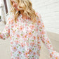 The Feminine Touch Chiffon Button-Down Floral Ruffle Sleeve Blouse