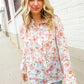 The Feminine Touch Chiffon Button-Down Floral Ruffle Sleeve Blouse