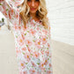 The Feminine Touch Chiffon Button-Down Floral Ruffle Sleeve Blouse