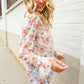 The Feminine Touch Chiffon Button-Down Floral Ruffle Sleeve Blouse