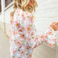 The Feminine Touch Chiffon Button-Down Floral Ruffle Sleeve Blouse