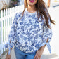 Vintage Chic Navy & Ivory Three-Quarter Bow Sleeve Contrast Stripe Blouse