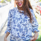 Vintage Chic Navy & Ivory Three-Quarter Bow Sleeve Contrast Stripe Blouse