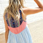 Vacay Vibes Coral/Blue Boho Print Color Block Sleeveless Top