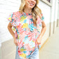 Eyes On You Ivory Abstract Print Frill Neck Double Flutter Sleeve Top