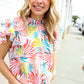 Eyes On You Ivory Abstract Print Frill Neck Double Flutter Sleeve Top