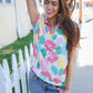 Spring Vibes Multicolor Floral Collar Notch Neck Waffle Knit Top
