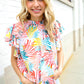 Eyes On You Ivory Abstract Print Frill Neck Double Flutter Sleeve Top