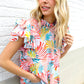 Eyes On You Ivory Abstract Print Frill Neck Double Flutter Sleeve Top