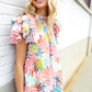Eyes On You Ivory Abstract Print Frill Neck Double Flutter Sleeve Top