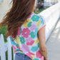 Spring Vibes Multicolor Floral Collar Notch Neck Waffle Knit Top