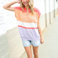 Lock Eyes Coral Notched Neck Drop Shoulder Sweater Top