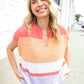 Lock Eyes Coral Notched Neck Drop Shoulder Sweater Top