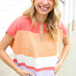 Lock Eyes Coral Notched Neck Drop Shoulder Sweater Top