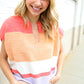 Lock Eyes Coral Notched Neck Drop Shoulder Sweater Top