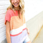Lock Eyes Coral Notched Neck Drop Shoulder Sweater Top