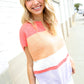 Lock Eyes Coral Notched Neck Drop Shoulder Sweater Top