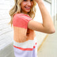 Lock Eyes Coral Notched Neck Drop Shoulder Sweater Top
