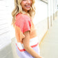 Lock Eyes Coral Notched Neck Drop Shoulder Sweater Top
