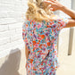 Beautiful You Ivory Floral Print Notch Neck Puff Short Sleeve Top