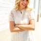 Classy Chic Ivory Swiss Dot Chiffon Button Yoke Lined Blouse