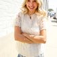 Classy Chic Ivory Swiss Dot Chiffon Button Yoke Lined Blouse