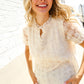 Classy Chic Ivory Swiss Dot Chiffon Button Yoke Lined Blouse