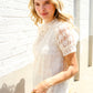 Classy Chic Ivory Swiss Dot Chiffon Button Yoke Lined Blouse