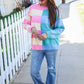 Catch Glances Blush & Blue Stripe Color Block Knit Sweater