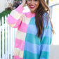 Catch Glances Blush & Blue Stripe Color Block Knit Sweater