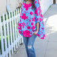 Follow Me Fuchsia Floral Asymmetrical Coverup Blouse