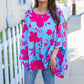 Follow Me Fuchsia Floral Asymmetrical Coverup Blouse