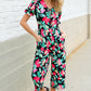 Spring Vibes Tropical Floral Ruffle Sleeve Wide Leg Jumpsuit