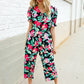 Spring Vibes Tropical Floral Ruffle Sleeve Wide Leg Jumpsuit