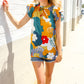Be Bold Multicolor Abstract Print Flutter Sleeve Mock Neck Top